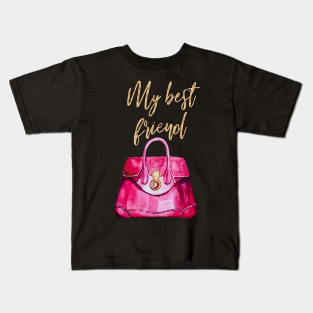 My best friend, red shoes and red bag, watercolor illustration Kids T-Shirt by IngaDesign